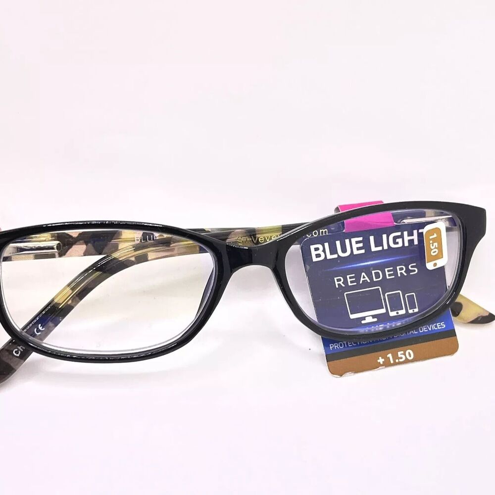 SAV Blue Light Reader Glasses +1.5 Strength Case Reading Glasses